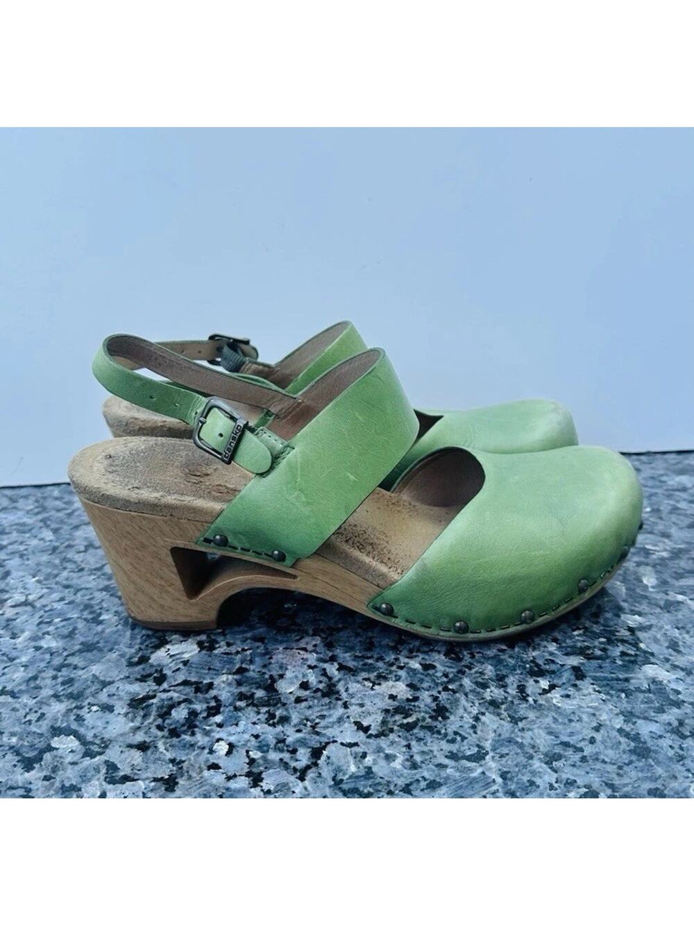 DANSKO Women’s Thea Green Mary Jane Ankle Strap Clogs Sandals EU 40